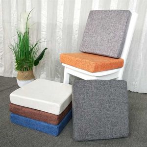 Memory Foam Cushion Thicken Sponge Mat Simple Solid Color Linen Cloth Seat Chair Back Dual-use Soft Protect Hips 211203
