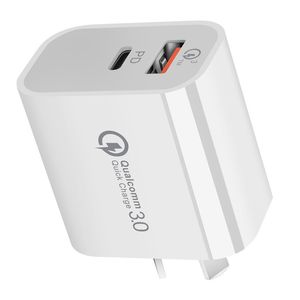 PD 20W QC3.0 USB ładowarka 3A Szybka ładowarka do Australia UK UK US Eu Plug Wall ładowarka do iPhone'a 14 Samsung Szybkie ładowanie telefonu komórkowego ładowarki USB-C type-C uniwersalne ładowarki