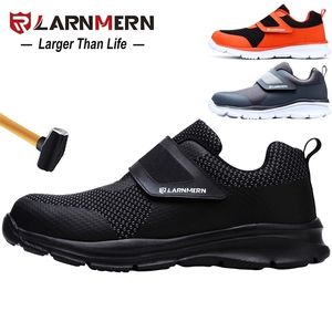 Larnmern Mäns Säkerhetsskor Stål Toe Konstruktion Skyddande Skor Lightweight 3D Shocksäker Arbete Sneaker för Män 211217