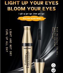 YANQINA Golden Tube Lengthening Long Curling Mascara with flexible and ingenious silicone brush head, 4D Stereo Black Cream Waterproof & Sweat proof Sexy Eyes