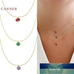 CANNER Necklace For Women Real 925 Sterling Silver Round Diamonds Jewelry Charming Pendant Chain 18K Choker Bijoux Collar Joyero Factory price expert design