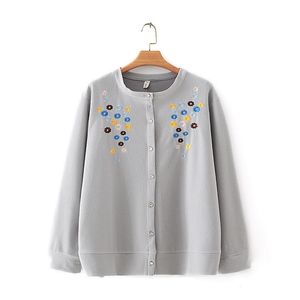 H.SA Women Oversized Cardigans O-neck Flower Embroidery Casual Loose Cardigan Thick Warm Spring Knit Jacket Coat 210417