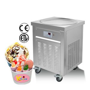 Kolice ETL CE Envío gratis a domicilio Equipo de procesamiento de alimentos de EE. UU. Máquina para hacer helados fritos en sartén de 55 cm de diámetro con refrigerante completo