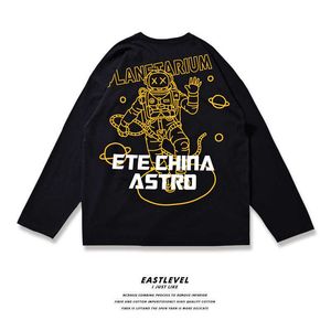 Streetwear Long Sleeve Shirt Men Hip Hop T Shirt Astronaut Printed Harajuku Cotton Casual T-shirt Mens Designer Clothes 210527