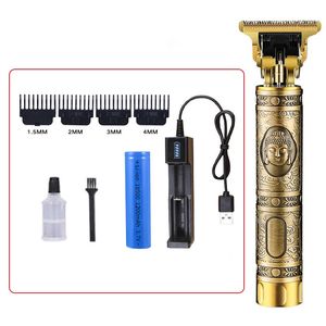 Ny T9 Buddha Head Dragon och Phoenix Hair Clipper Electric Oil Head Haircut Vintage gravyr Clippers