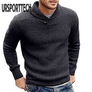 Cowl Neck Knitted Sweater Men Pullover Mens Long Sleeve Winter Sweaters Men Sueter Hombre Korean Style Slim Fit Male Pull Homme 211221