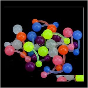 Navel & Bell Button Jewelrycolorful Body Piercing Jewelry Buttonringluminous Soft Belly Nave Bar Rings Glow In Dark Drop Delivery 2021 8Amwl