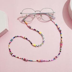 보헤미안 색 편지 안경 체인 구슬 부드러운 점토 끈 목걸이 스트랩 여성 쥬얼리 소원 선물