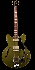 ES 345 Reissue Olive Drab Matte Green Hollow Body Electric Guitar Bigs Tremolo Bridge, Varitone Knob, Cream Bindings, Nickel Hardware