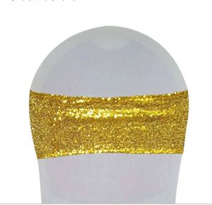 Gold-Paillettenstuhl-Schärpen großhandel-2021 stücke Paillettenstuhl Band Rose Gold Farbe Stuhl Schärpen Weihnachtsfeierdekorationen