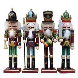 4 pçs / set 30cm Nutcracker fantoche soldado forma clássico mão pintura casa escritório shopping janela decoração presente de Natal brinquedo H0924