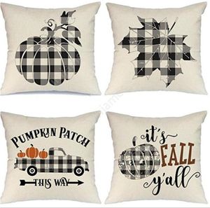 Halloween Pillow Case Pumpkin Sofa Throw Pillowcase Printed Pillow Cover Plaid Pillow Case Cover Pillowslip For Car Office Home Decor DAJ240