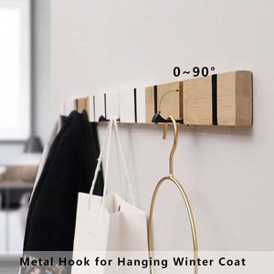 Wood Wall Hanger Coat Hooks Key Hook Holder Clothes Storage Organizer Metal Hidden Wall Hook for Hanging Clothes Home Decoration 210609