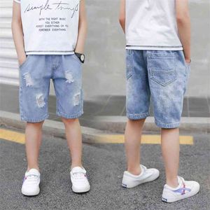 Kids Jean Shorts Summer Casual Denim Cowboy Baby Boy Clothes Fashion Cotton Elastic Waist Trousers Pants 4-10 Years 210723