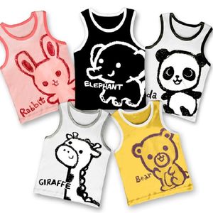 여름 소년 티셔츠 소녀 탑스 민소매 어린이 단일 티셔츠 아기 소년 옷 동물 티셔츠 210413