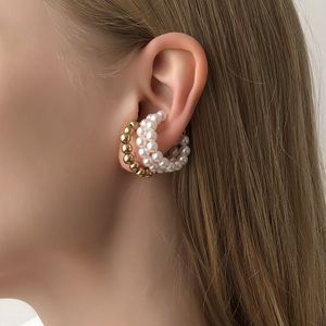 3PCS/Set Pearls Ear Cuffs Clip on Earrings for Women Korean C-shape Small Circle NO PIERCE Fake Cartilage Earrings Party Jewelry