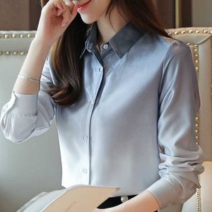 Blusas Mujer de Moda Ofis Bayanlar Tops Uzun Kollu Kadın Gömlek Degrade Renk Şifon Bluz Bayan Üstleri Ve Bluzlar B862 210602