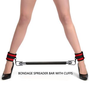 BDSM Bondage 16 Zoll Edelstahl Spreizstange mit Ledermanschetten Fetisch Zurückhaltung sexy Spielzeug für Paare Erwachsene SM Produkte