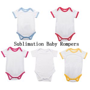 Home Textile Sublimation Baby Rompers Short Sleeve Custom Onesie Heat Transfer Babies Onesies Solid Color Infant Romper