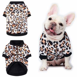 Hundar Jacka Baseball Uniform Dog Apparel Designer Vinterrock Sublimerat Leopard Print Varm Vindtät Pet Kläder för Små Medium Doggy French Bulldog Guld L A160