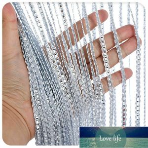 Glänsande Tassel Silver Line String Curtain 100x200cm Glitter Fringe Living Room Divider Bröllop DIY Fashion Valance Home Decoration