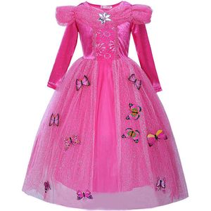 Girls Princess Butterfly Lace Dress Teenager Girl's Halloween Vestodis Custome Carnival Dress up kids Brithday Christmas Clothes Q0716