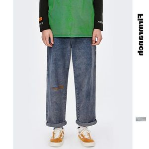 Jeans da uomo Primavera/Autunno Amei Cachi Ricamati Dritto Casual Fondo Tasca Posteriore Denim Per Uomo Pantaloni Lunghi Sciolti Giovanili