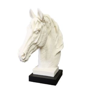 Nordic White Sandstone Horse Head Statua Rzeźba Ozdoby żywiczne Domowy pokój Sypialnia Dekoracja Geometryczne akcesoria 210414