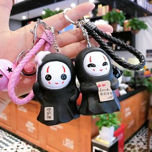 Desenhos animados bonito sem rosto macho vinil guardião keychain moda homens e mulheres mochila boneca chaveiro anel creativo pequeno acessórios presente g1019