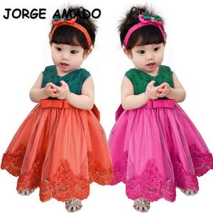 Baby Mädchen Taufkleid Taufe Kleidung geboren Prinzessin Partykleid mit Stirnband Kinderkostüm E8349 210610