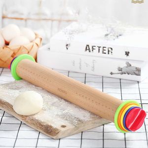 Rolamento de madeira Bolo Fondant Bolo Ajustável Pizza Pizza Cozimento Rolling Pin Bolinho de Polvilha Pele Rodillo de Cocina Gadget DG50RP 211008