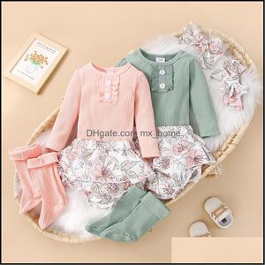 Clothing Sets Baby & Kids Baby, Maternity Girls Outfits Infant Toddler Headband+Pit Stripe Tops+Ruffle Floral Flower Shorts+Socks 4Pcs/Set S