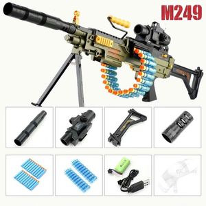 M2 M249 Soft Bullet Chain Toy Gun Blaster Pistol Boy Birthday Gift CS Fighting Game Safety Suction Plate