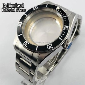 41mm 사파이어 유리 날짜 시계 케이스 맞춤 ETA 2836, Mingzhu 2813 Miyota 8205 8215 82 시리즈 무브먼트 망 시계 케이스