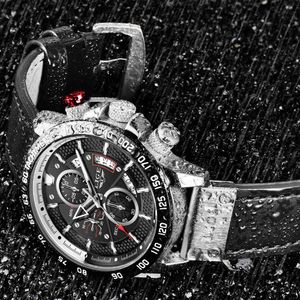LIGE Fashion Black Leather Mens Watches Top Brand Luxury Sport Chronograph Quartz Watch Men Casual Waterproof Wrist Watch Male 210517