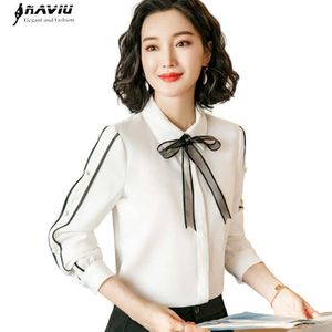 Bow Shirt Women Spring Long Sleeve Fashion Chiffon Casual Temperament White Blouses Office Ladies Work Tops Red 210604