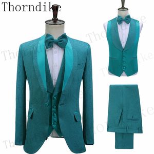 Thorndike (자켓 + 조끼 + 바지) 하이 엔드 브랜드 비즈니스 남성 슬림 양복 신랑 웨딩 드레스 턱시도 연회 Clubmen T1267 X0909