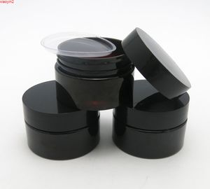 24 x 30g DIY Mini Portable Amber Jar Pott Box Makeup Nail Art Kosmetisk Cream 30cc 30ml Black Cap Container Plast Jarhigh Quatity