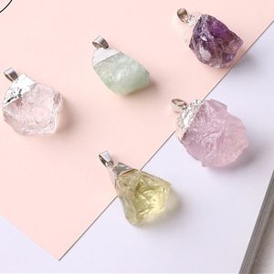 Irregular Natural Crystal Quartz Silver Plated Chain Necklaces Women Girl Pendant Original Stone Fashion Party Jewelry