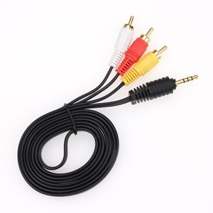 Conector de 1,5 m 3,5 mm para 3 cabos RCA macho de áudio e vídeo AV AUX estéreo cabo conversor de fio fio para alto-falante TV CD DVD player