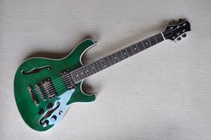 Grön kropp ovanlig form elektrisk gitarr med krom hårdvara, rosewood fretboard, ge anpassade tjänster