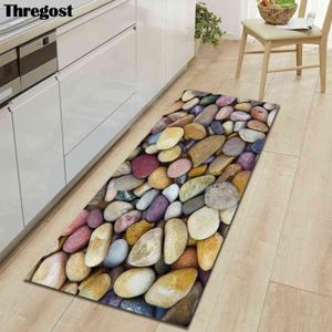 3D Stone Printed Long Floor Mats Microfiber Door Mat Kitchen Carpet Anti Slip Washable Rugs for Kitchen Absorbent Doormat 211109