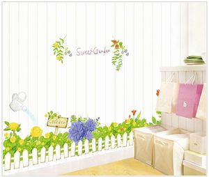 Grass fence put children room background stickers play crural line Three generations can remove the wall stickers 210420