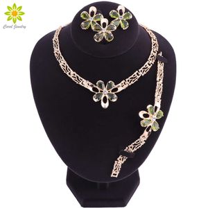 2021 Brand Unique Design Fashion Dubai Gold Color Jewelry Set High Quality Nigerian Wedding African Beads Jewelry Sets H1022