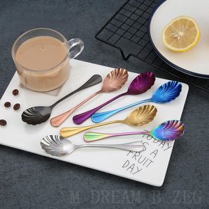 Shell Shape Stainless Steel Spoon for Coffee Sugar Dessert Ice Cream Salad Table Spoons Flatware M DREAM B ZEG