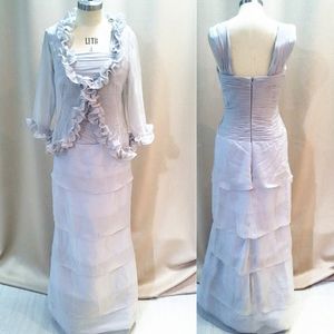 Abito da donna in due pezzi per la madre della sposa adatto a completi da sposa da donna in chiffon con giacca a balze taglia grande per