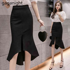 Gaganight Fashion Women Skirt High Waist Plus Size Faldas Skinny Mermaid A Line Lady Elegant Office Lady Black Mini Short Skirts 210519