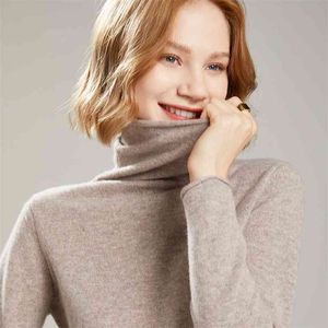 Fall / Vinter Kvinnor Tröja Turtleneck Cashmere Sweater Kvinnors ull Sticka Pullover Långärmad Slim Bottoming Shirt Plus Storlek 210922