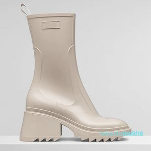 Betty PVC rain boots Genuine Leather Women Ankle Embroidered Laureate Platform Martin Chunky Heel Star Trail Boot hottest Winter1