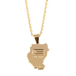 Gold Plated Original Old Sudan Map Juba Necklace Pendant Women African South Sudanese Jewelry For Men